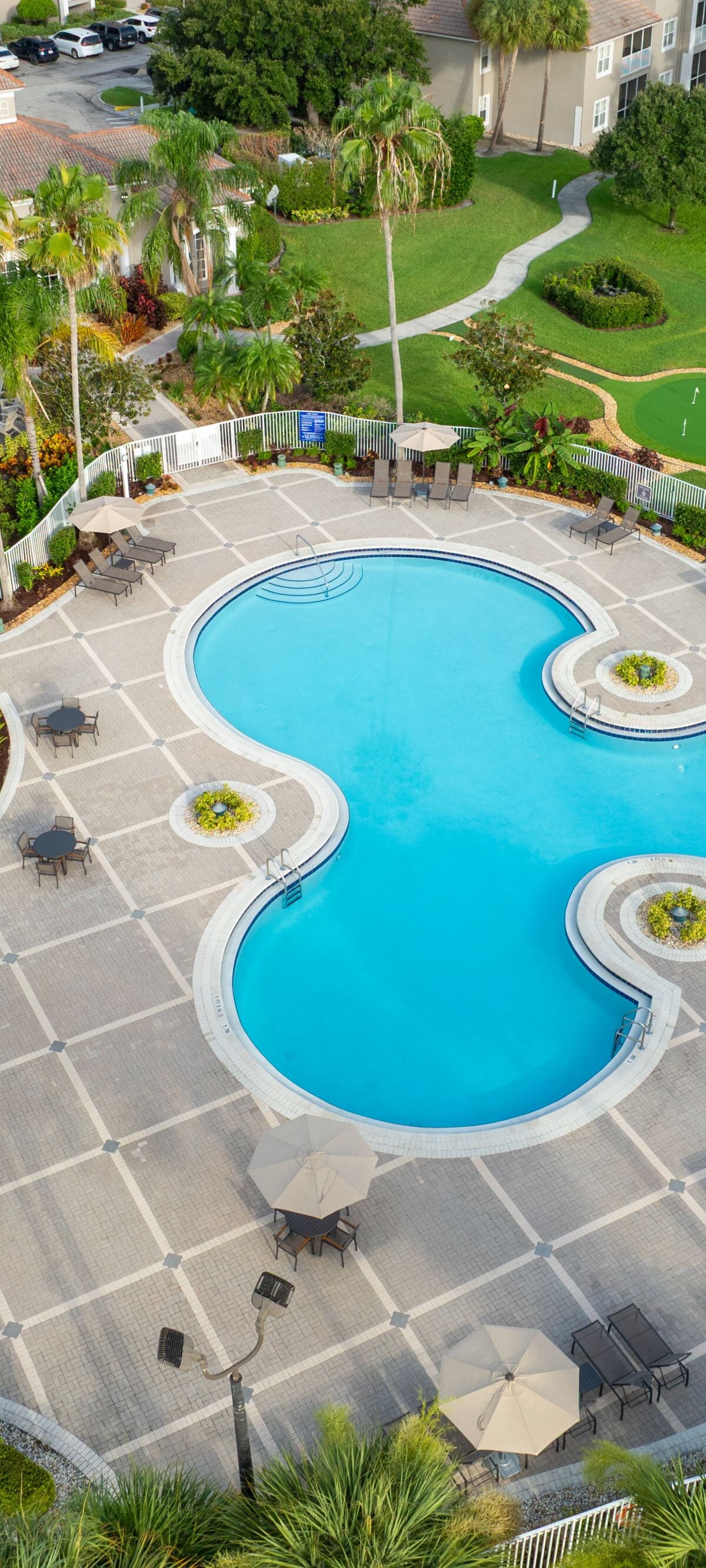 Drone view of resort pool