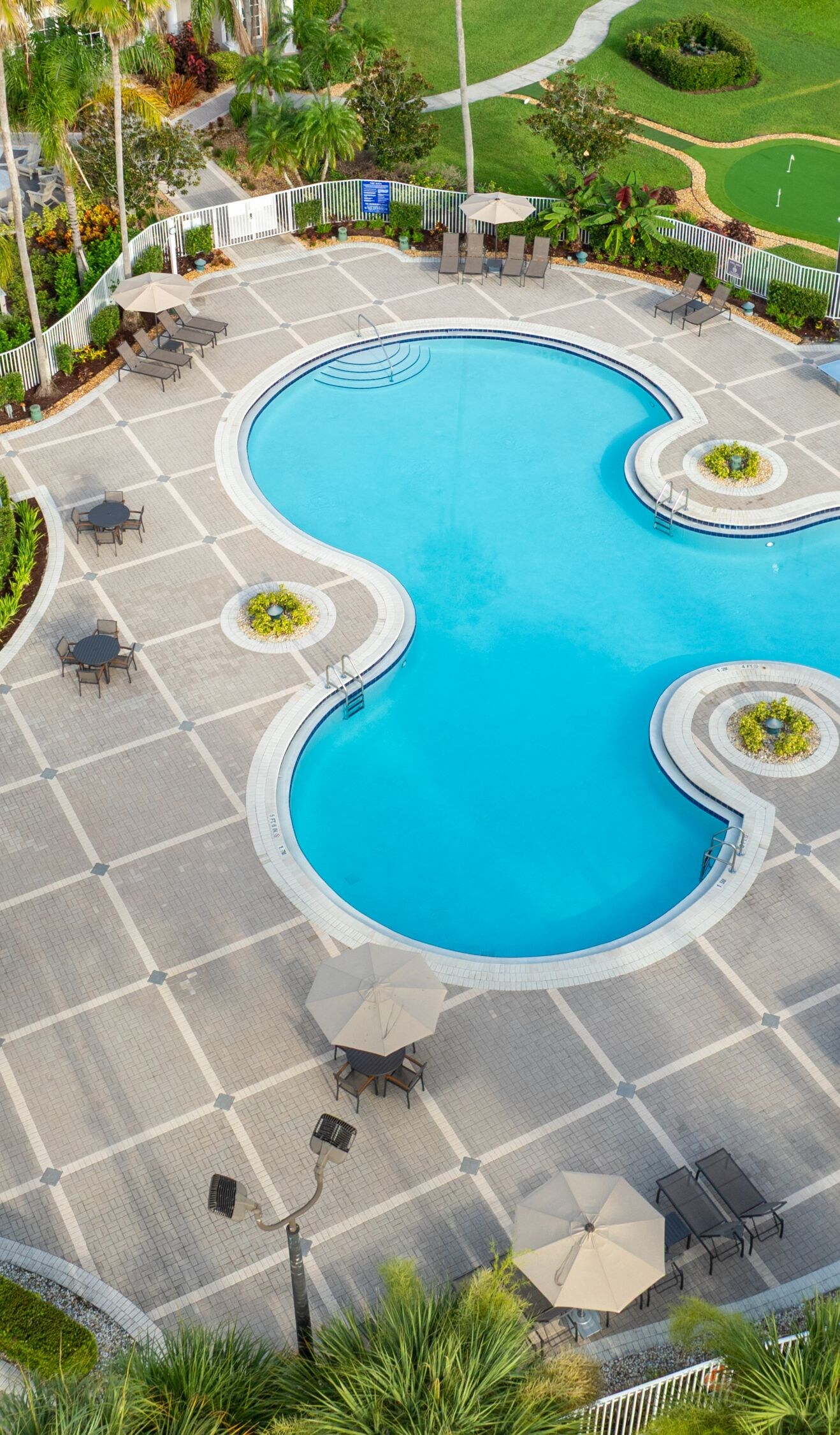 Drone view of resort pool