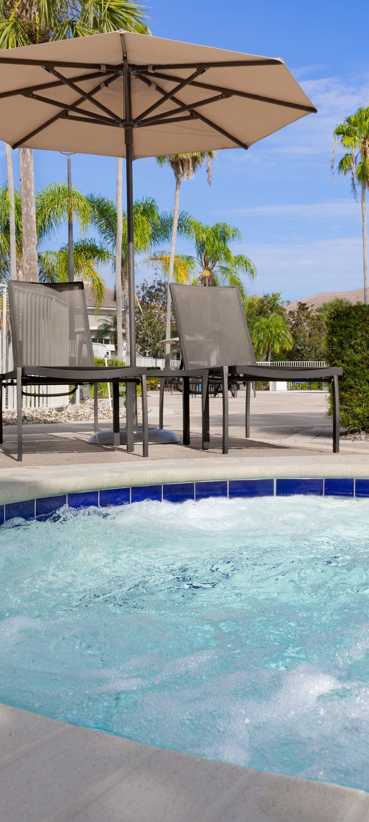 Outdoor whirlpool with loungers