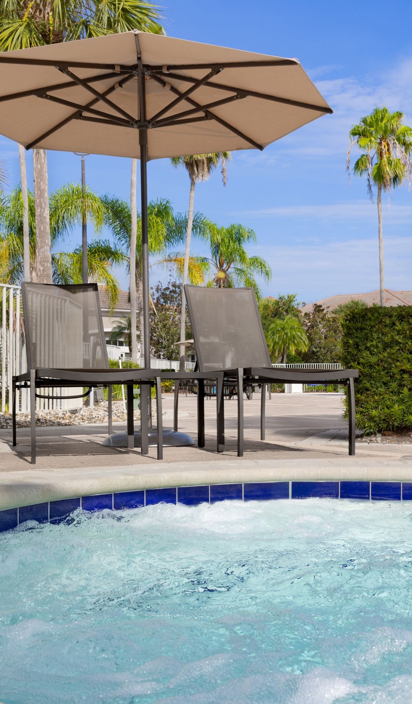 Outdoor whirlpool with loungers