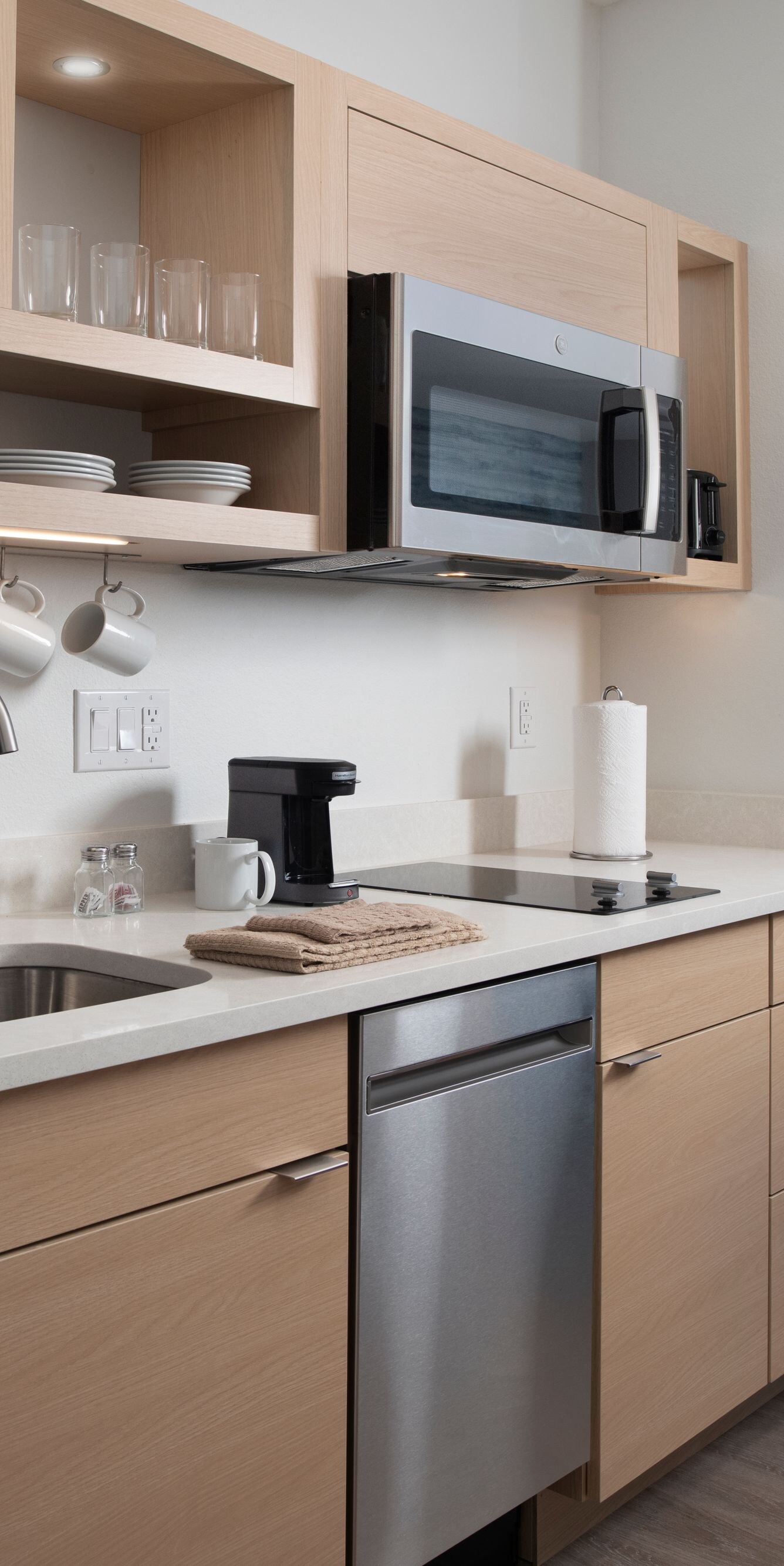 Full kitchens with appliances and cabinetry