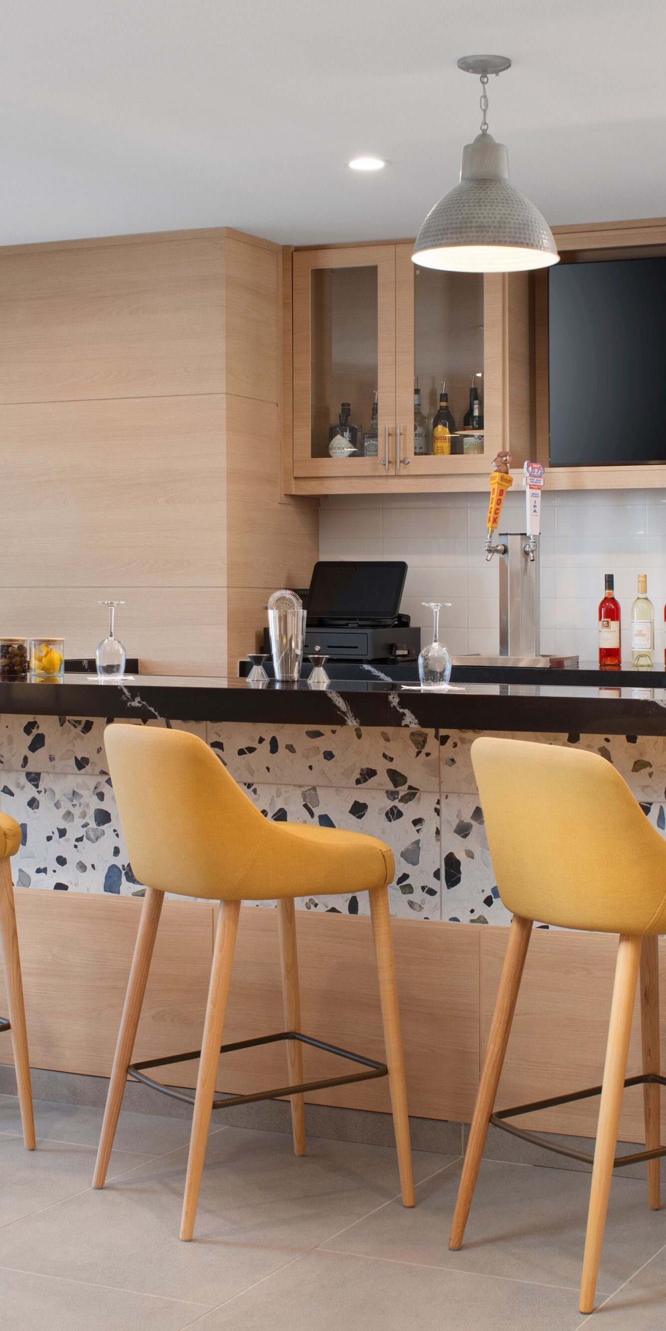 Modern hotel bar with beverage service