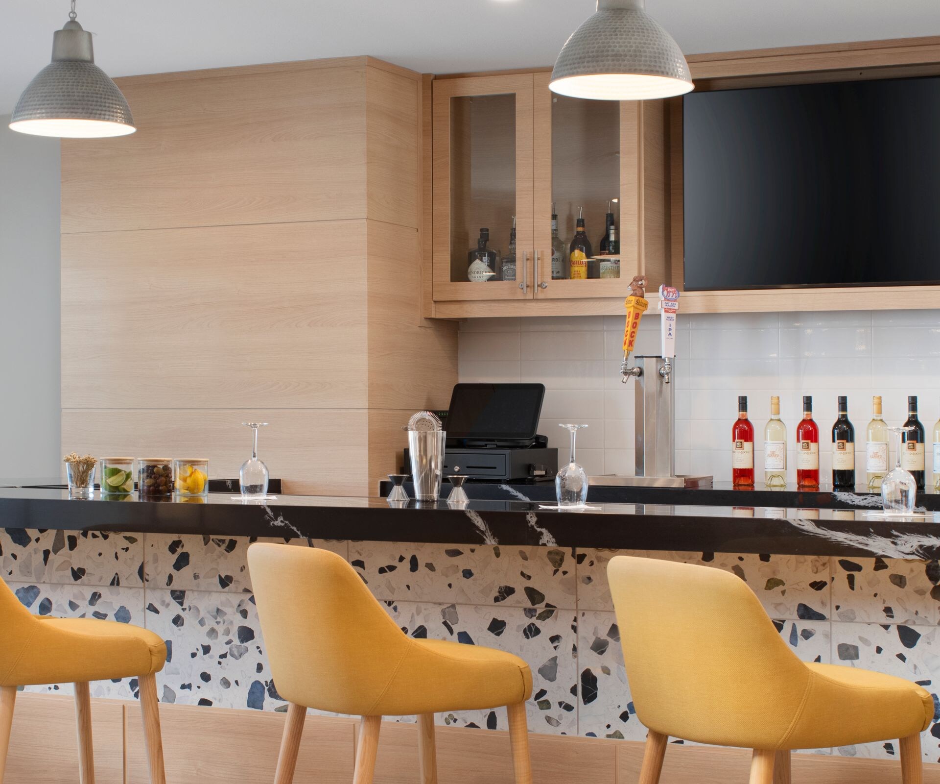 Modern hotel bar with beverage service