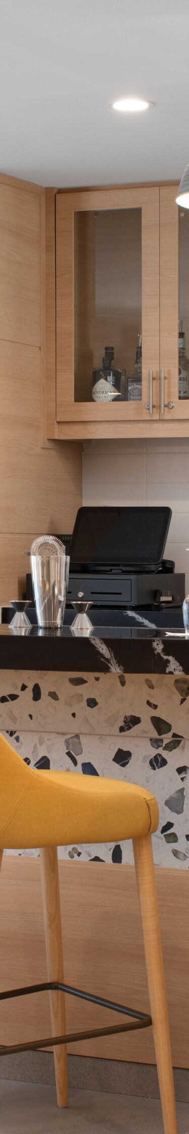 Modern hotel bar with beverage service