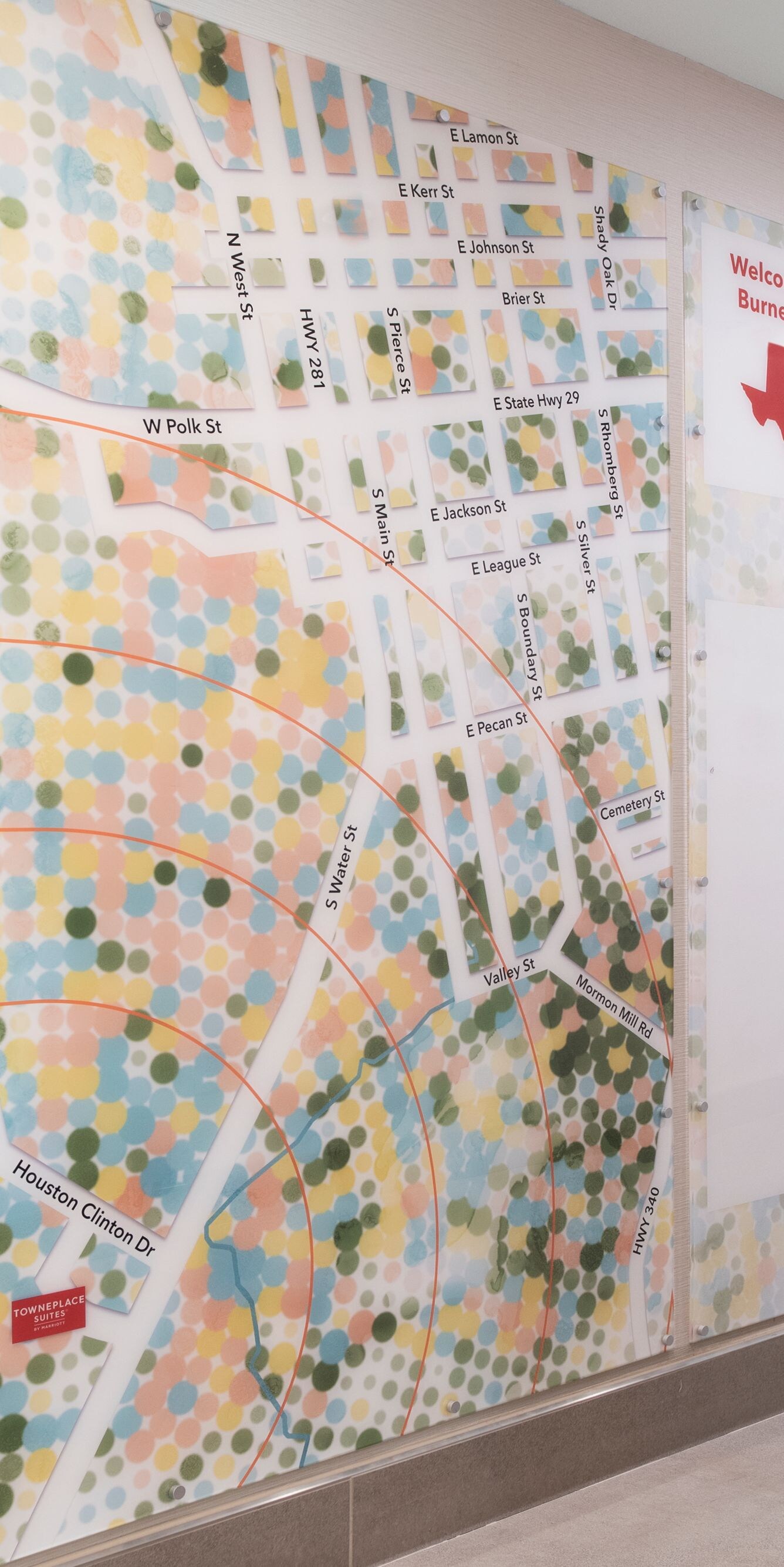 Information board with local map and daily updates