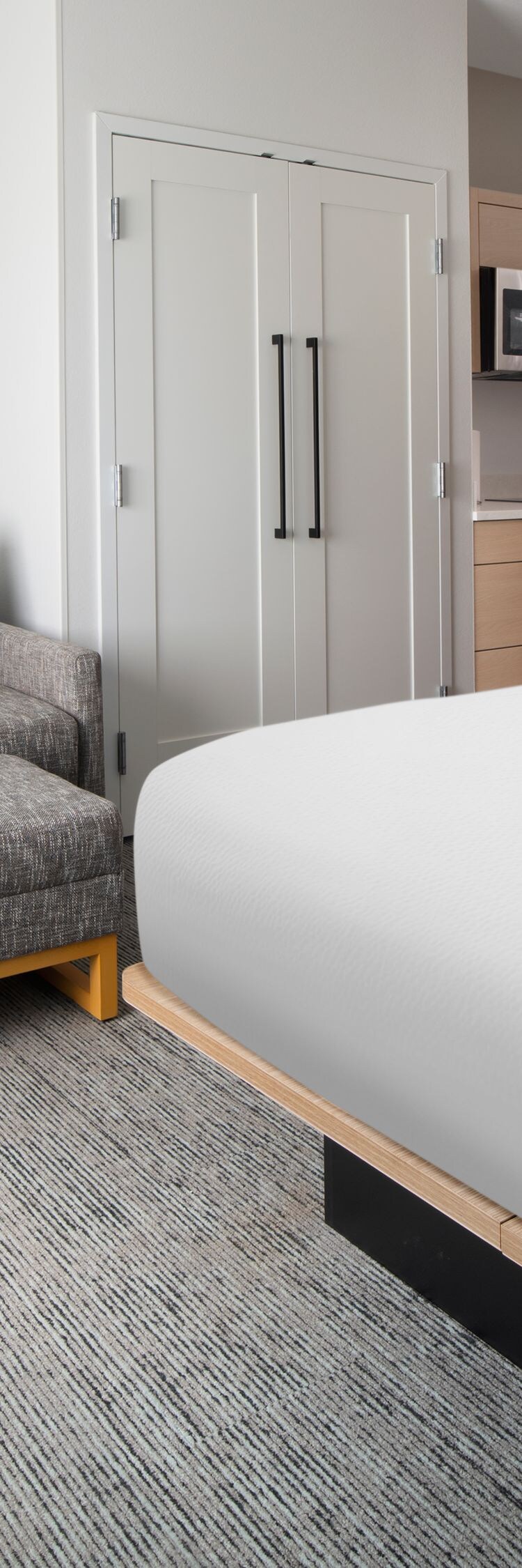 Studio suite with king bed, sofa, and kitchenette