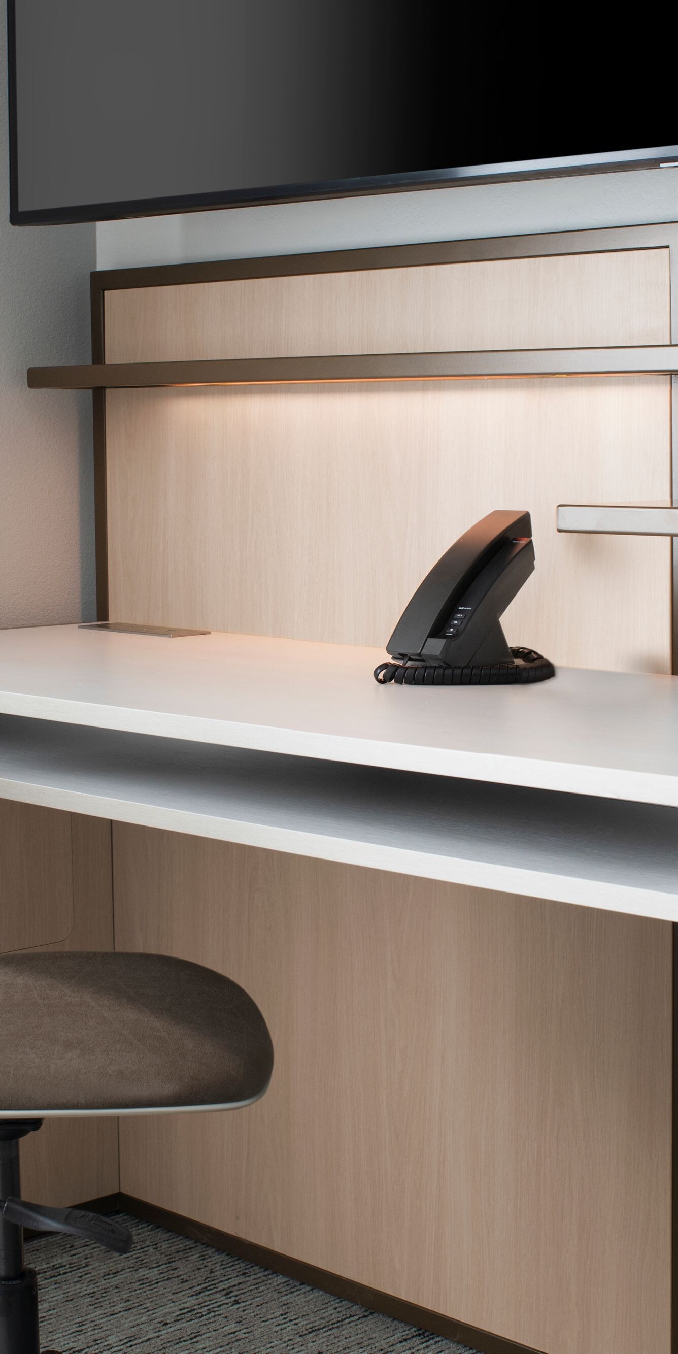 Work desk and chair in guest room