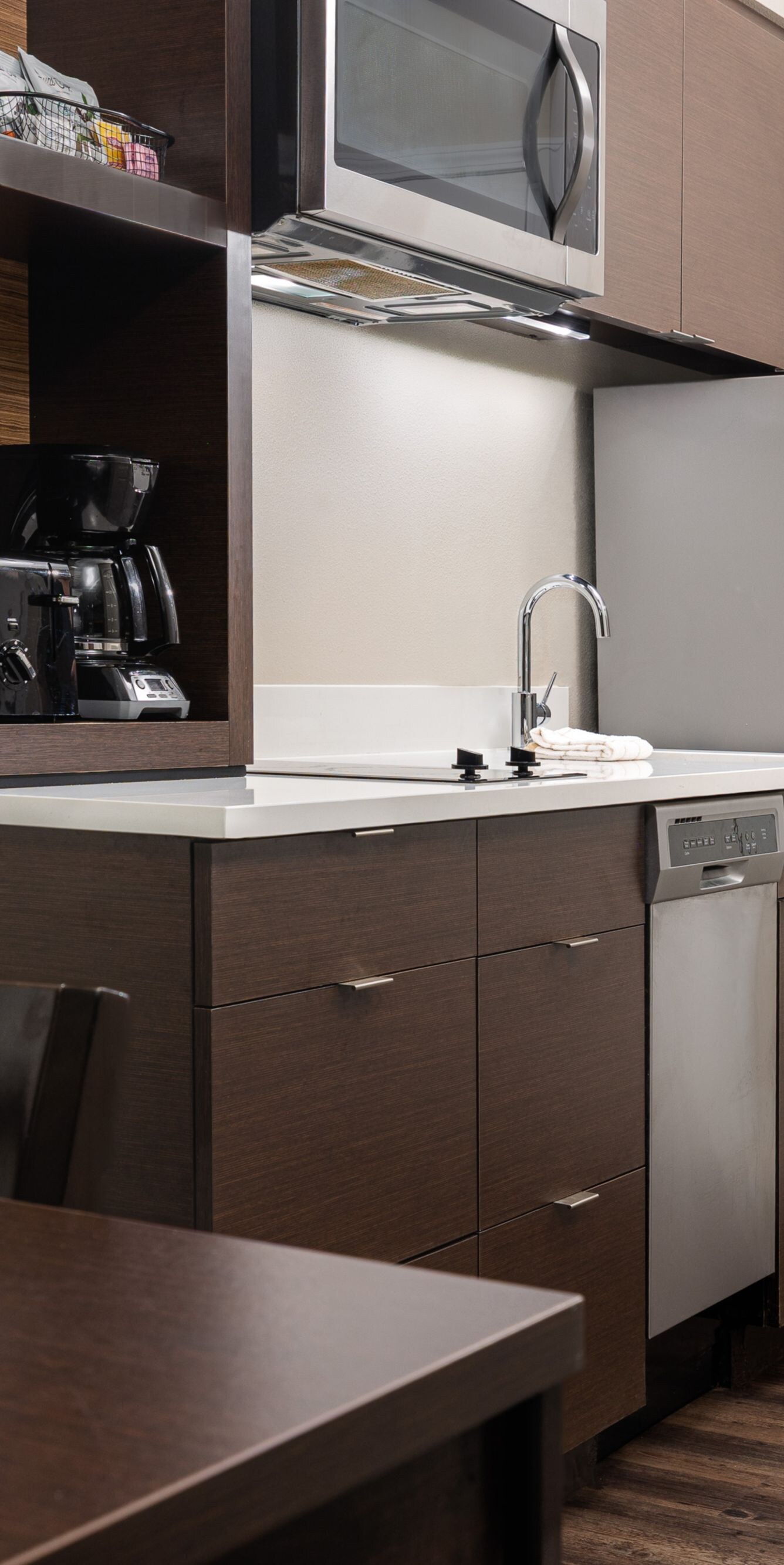 Guest room kitchen with appliances.