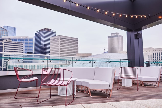 rooftop, city, chairs & tables