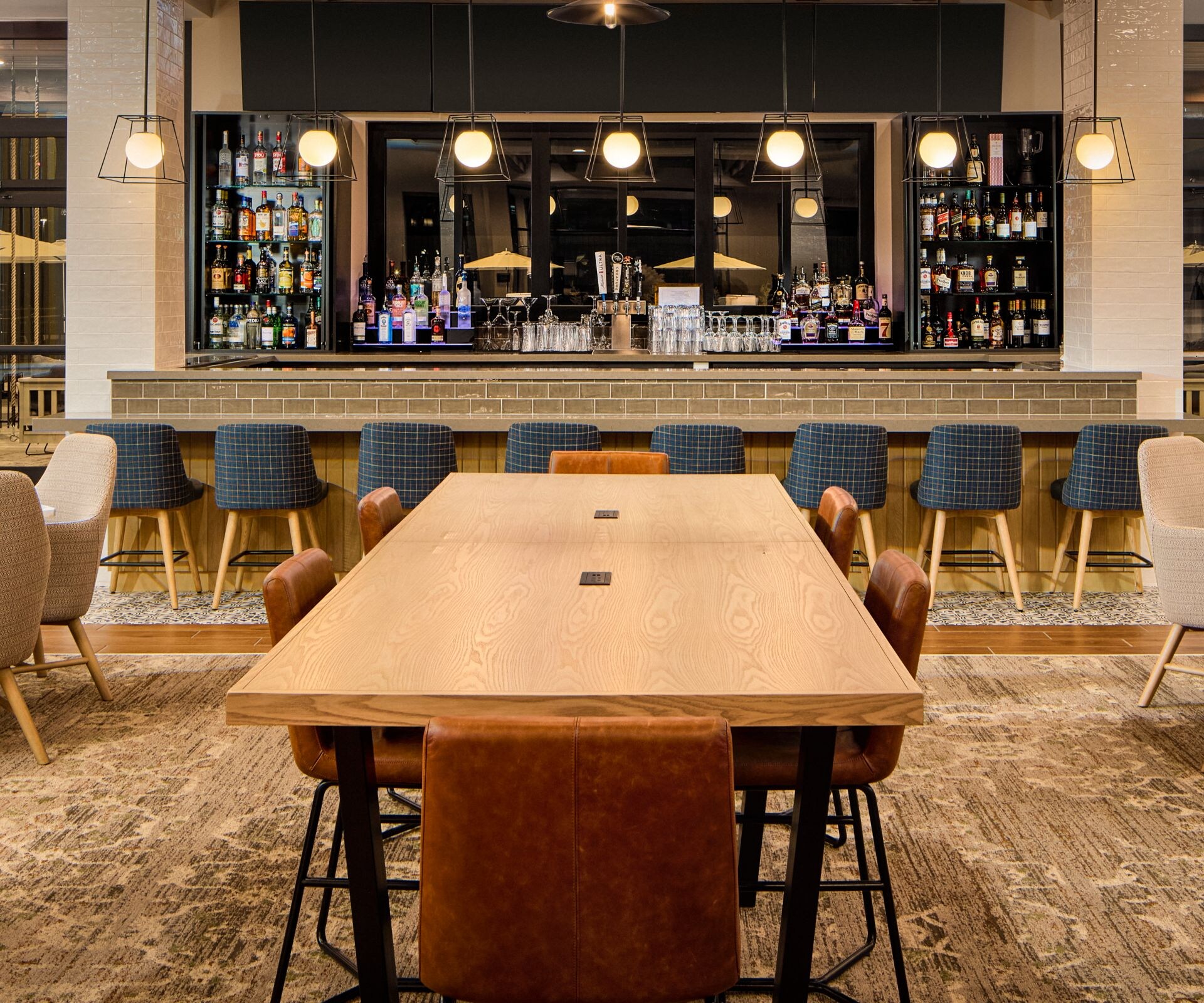 Modern dining space with rustic touches at teh 182