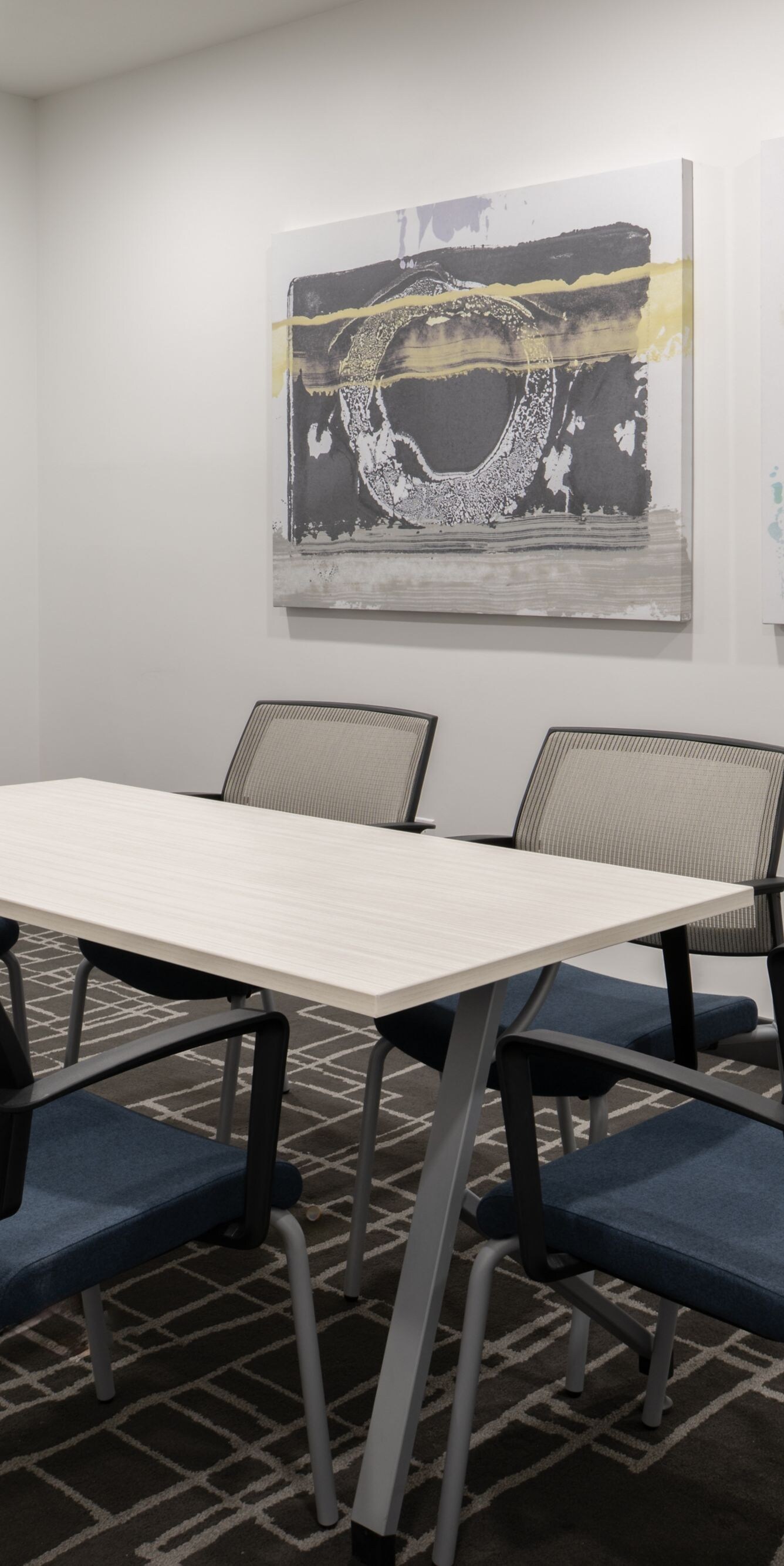 Board room with TV and table for six