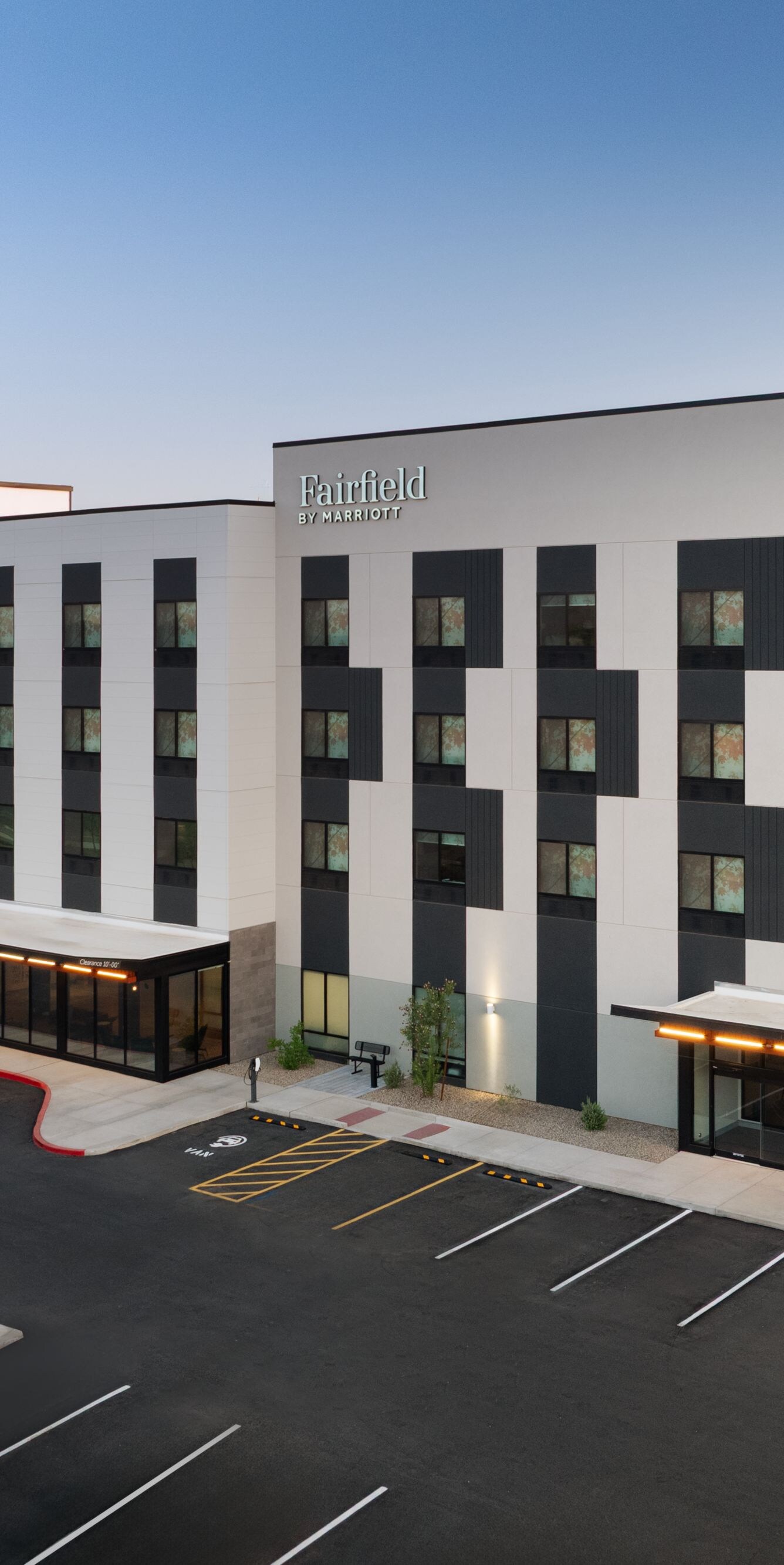 Hotel exterior corner view