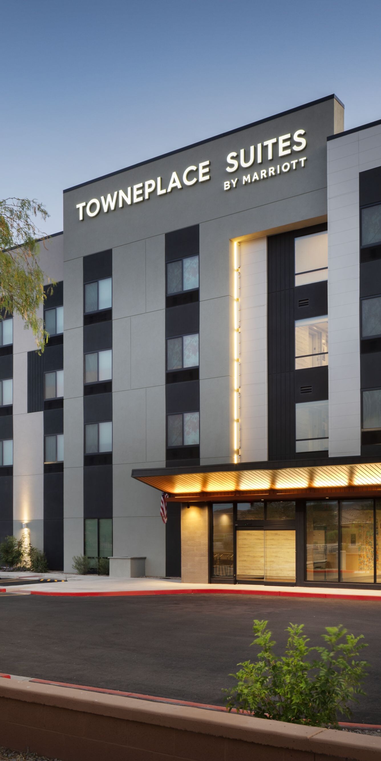 Building exterior at dusk