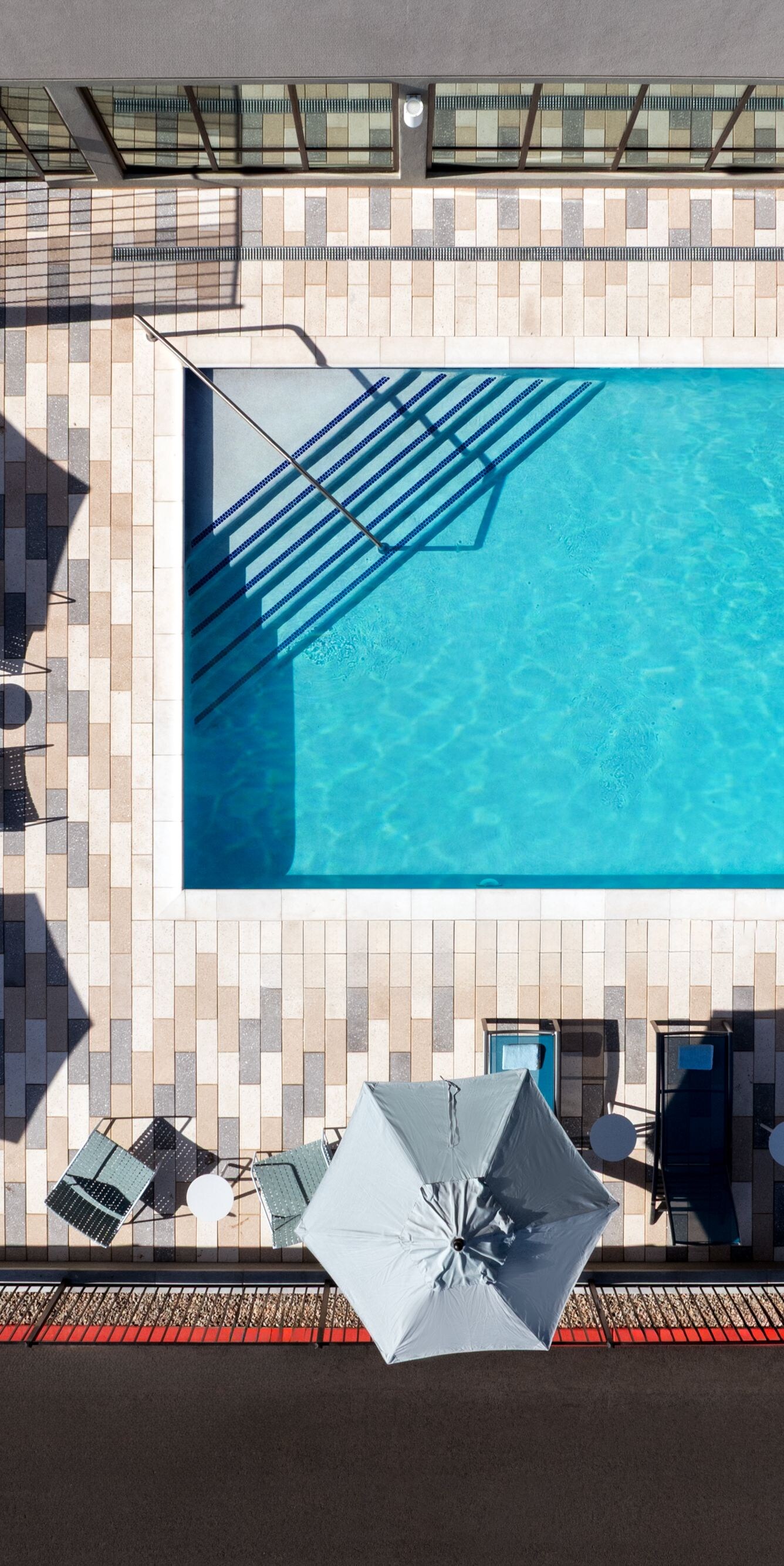 Aerial view of outdoor pool
