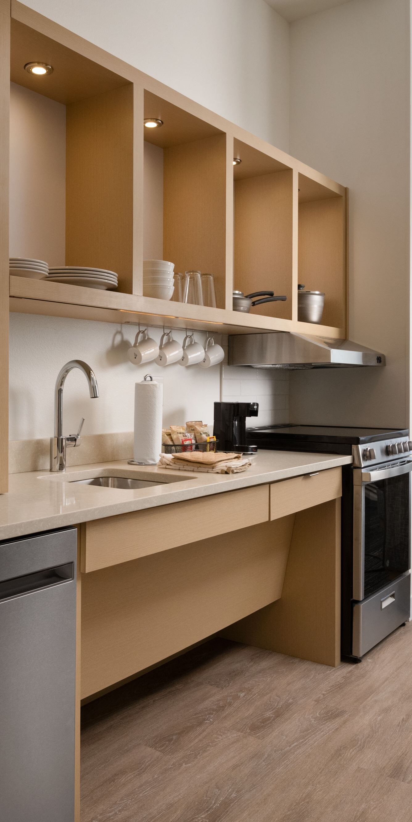 accessible kitchenette and living room 