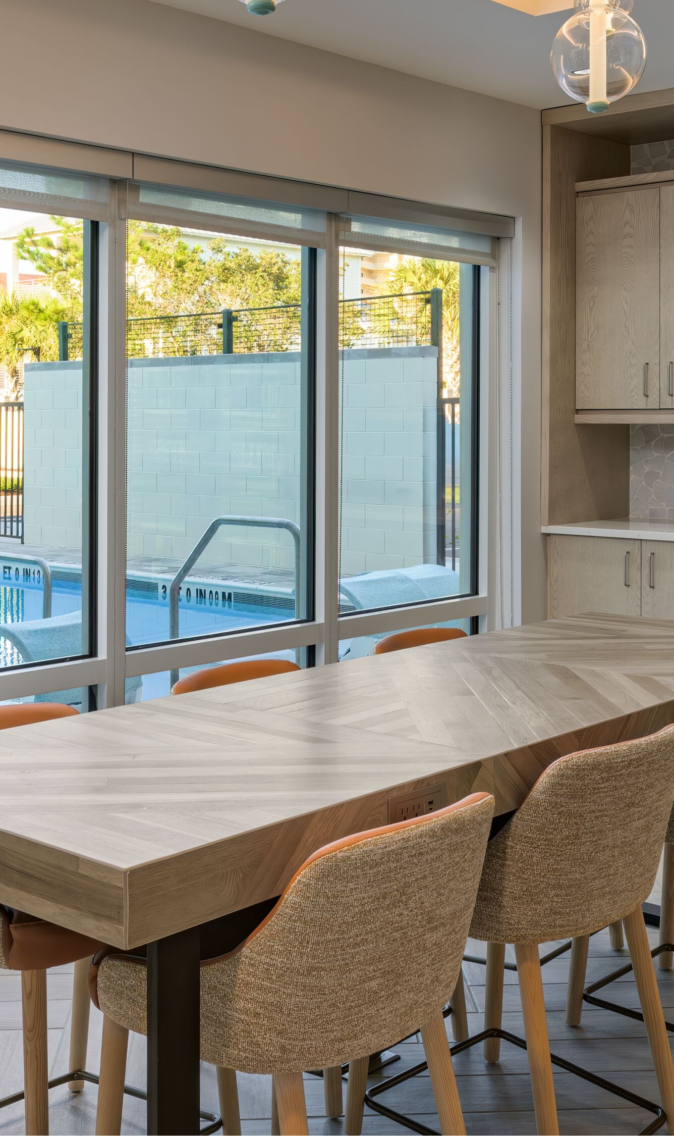 Dining area with a high-top table and chairs
