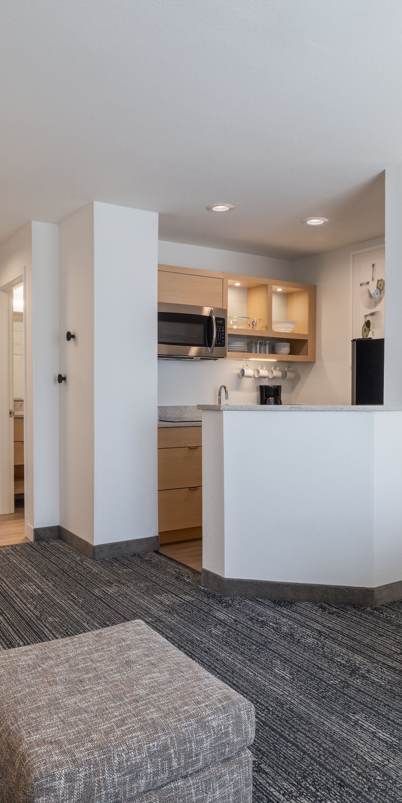 Studio suite with kitchen, desk, bed, sofa