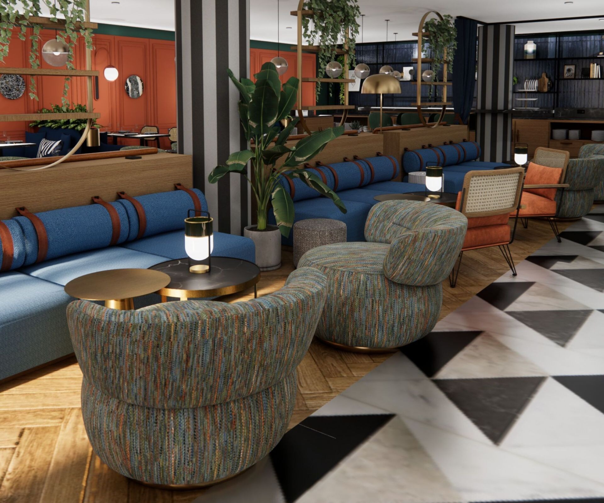 Dining area with lounge seating