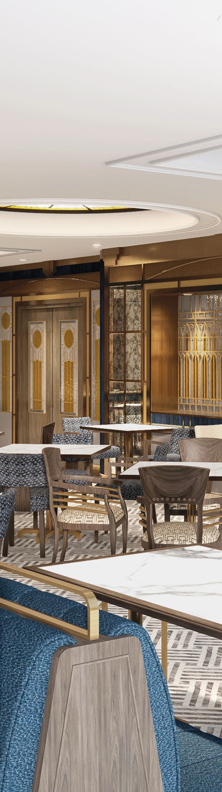 Seating areas in the all day dining restaurant