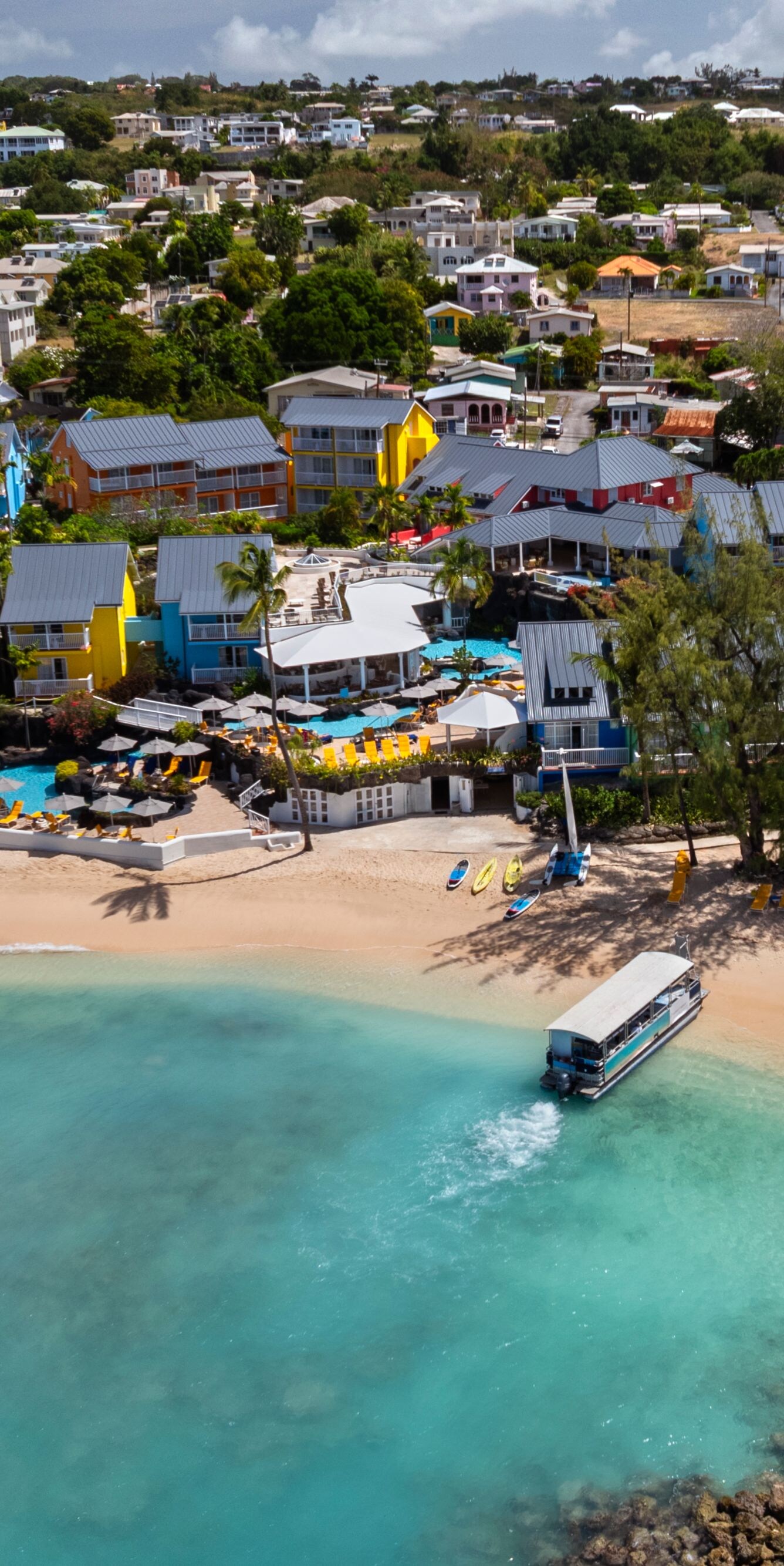 Aerial view of Crystal Cove beachfront.