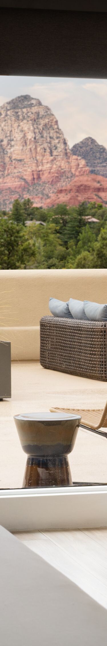 Guest room with private terrace and red rocks