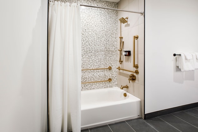 Accessible Bathroom, Shower Tub with Rails