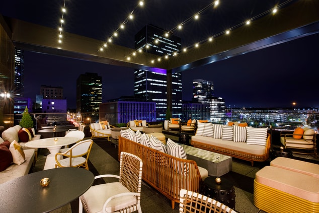 night view on rooftop patio
