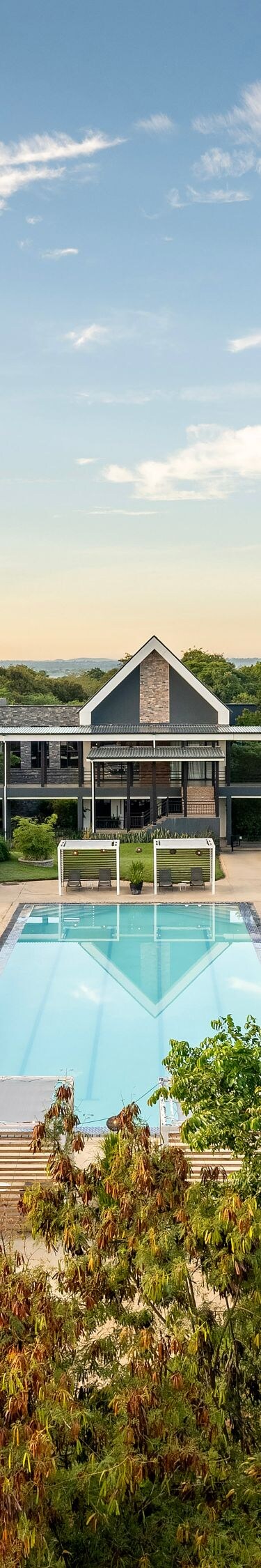 aerial view of outdoor pool and resort
