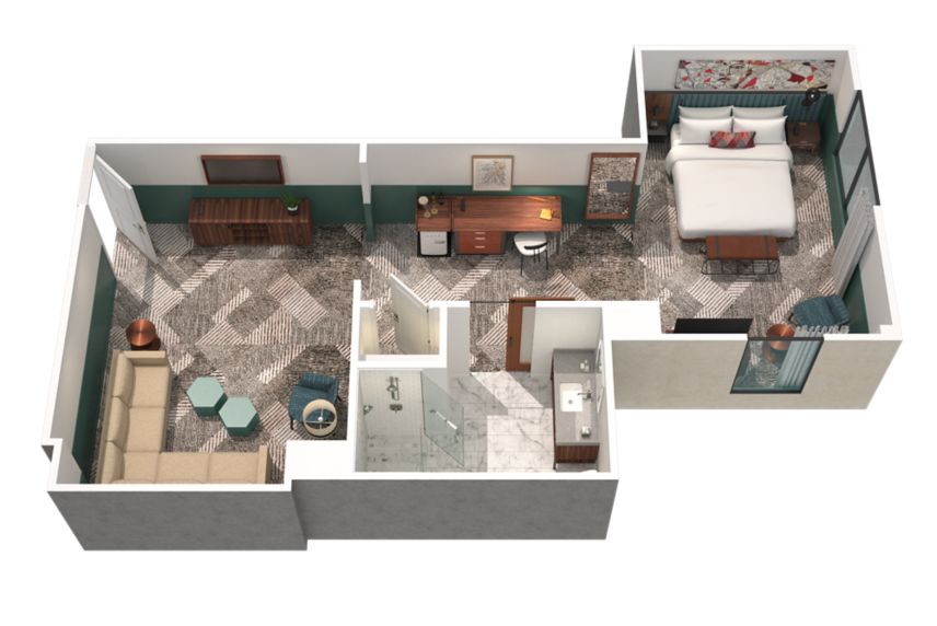 1-Bedroom Suite Floor Plan