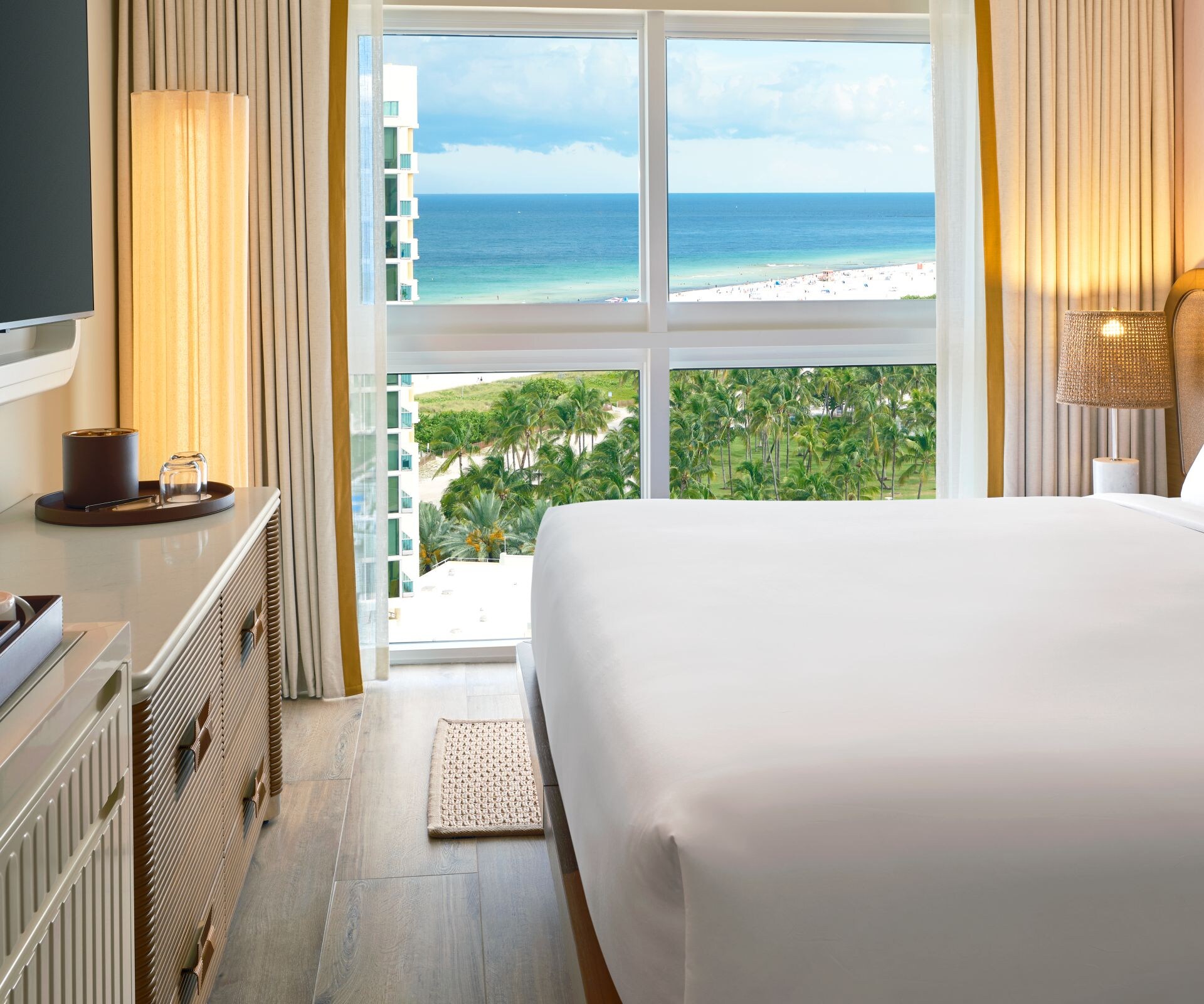 Oceanview guest room with king bed