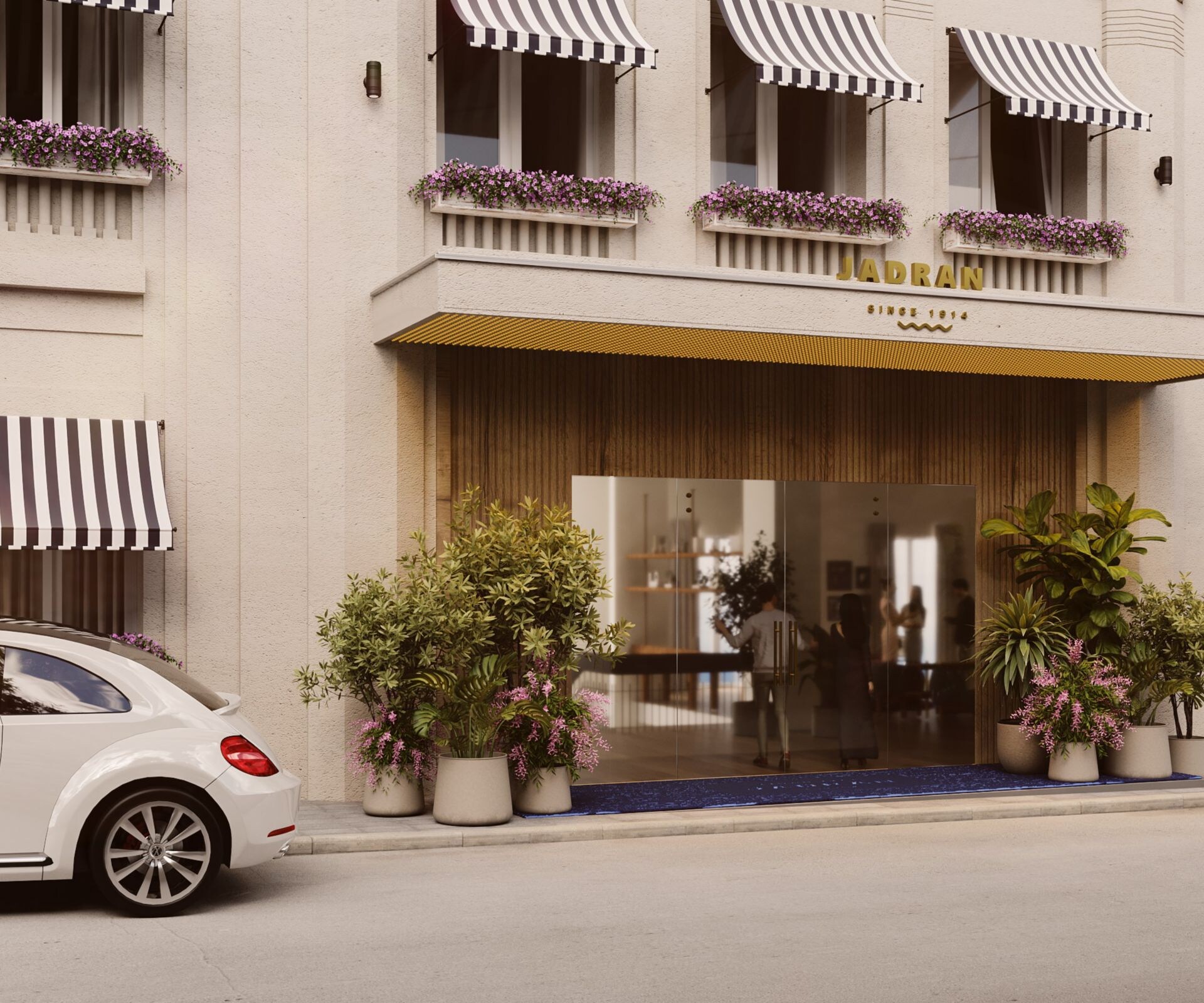 Front facade of Jadran Hotel with street view