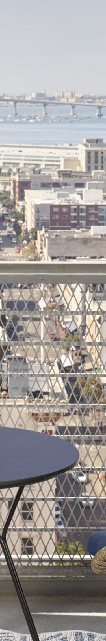 furnished balcony with city view