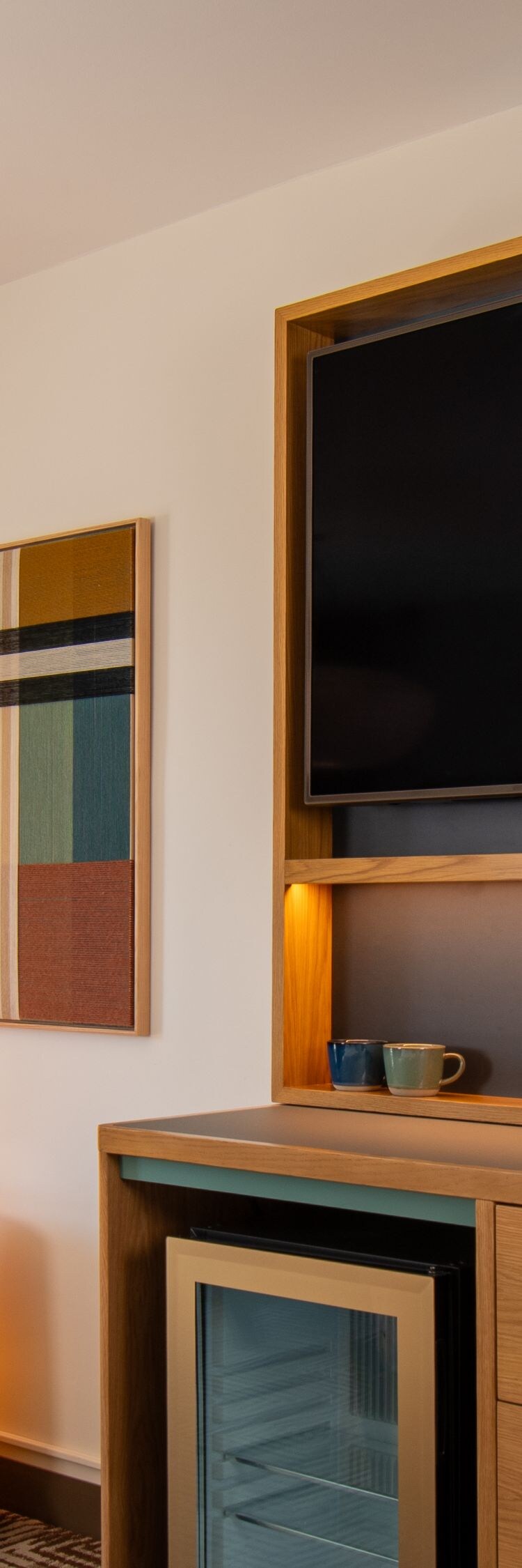 Entertainment center with mini fridge