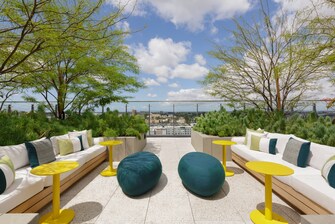 rooftop terrace outdoor seating and tables