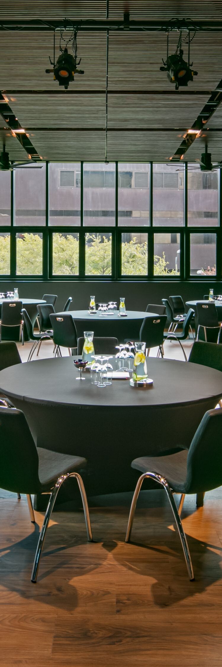 Terrace meeting room w/ round table setup
