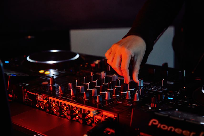 DJ mixing on a table. 