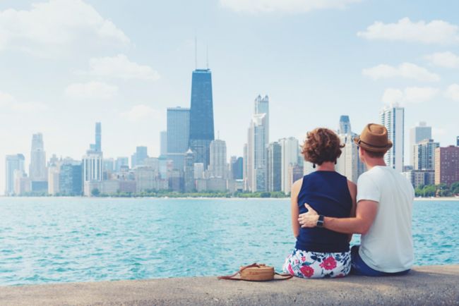 A Couple Enjoying the Chicago Skyline View