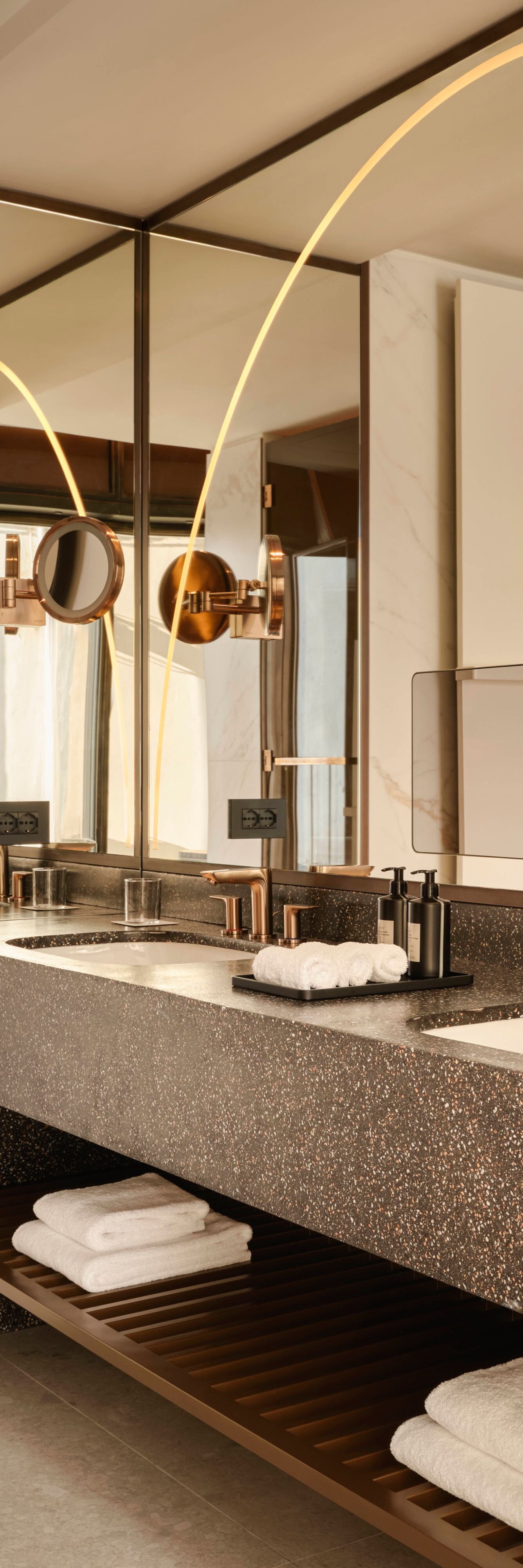 Premier room bathroom vanity with mirror and sink