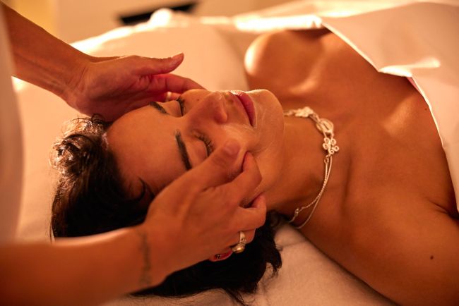 Facial massage in hotel with spa