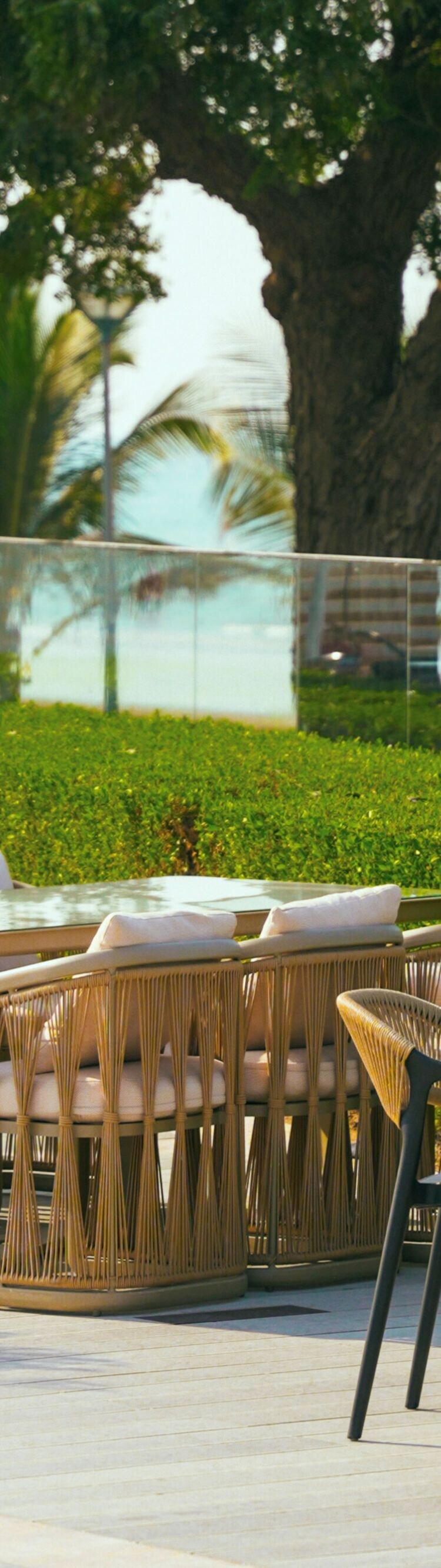 The Terrace at W Muscat with a view and setup
