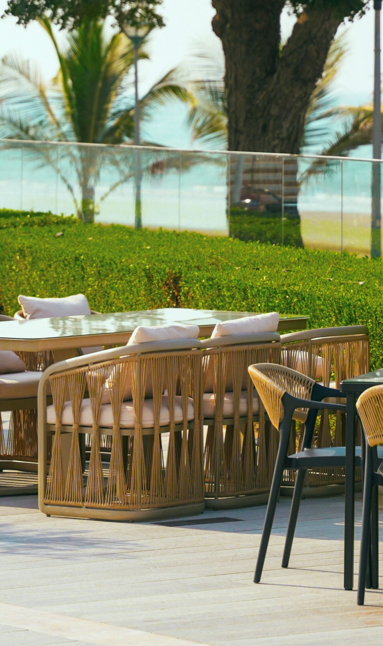 The Terrace at W Muscat with a view and setup