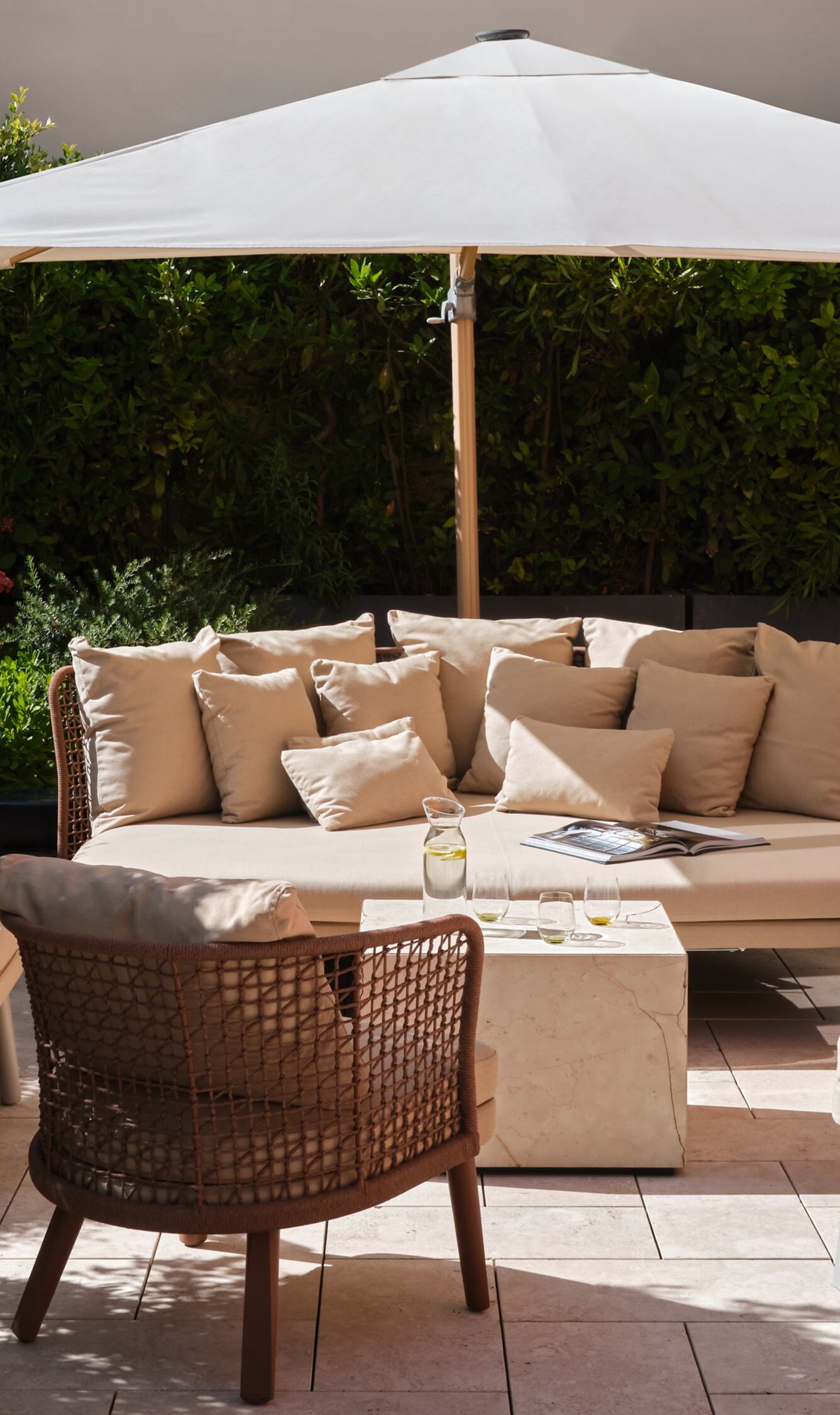 Private terrace with umbrella and seating