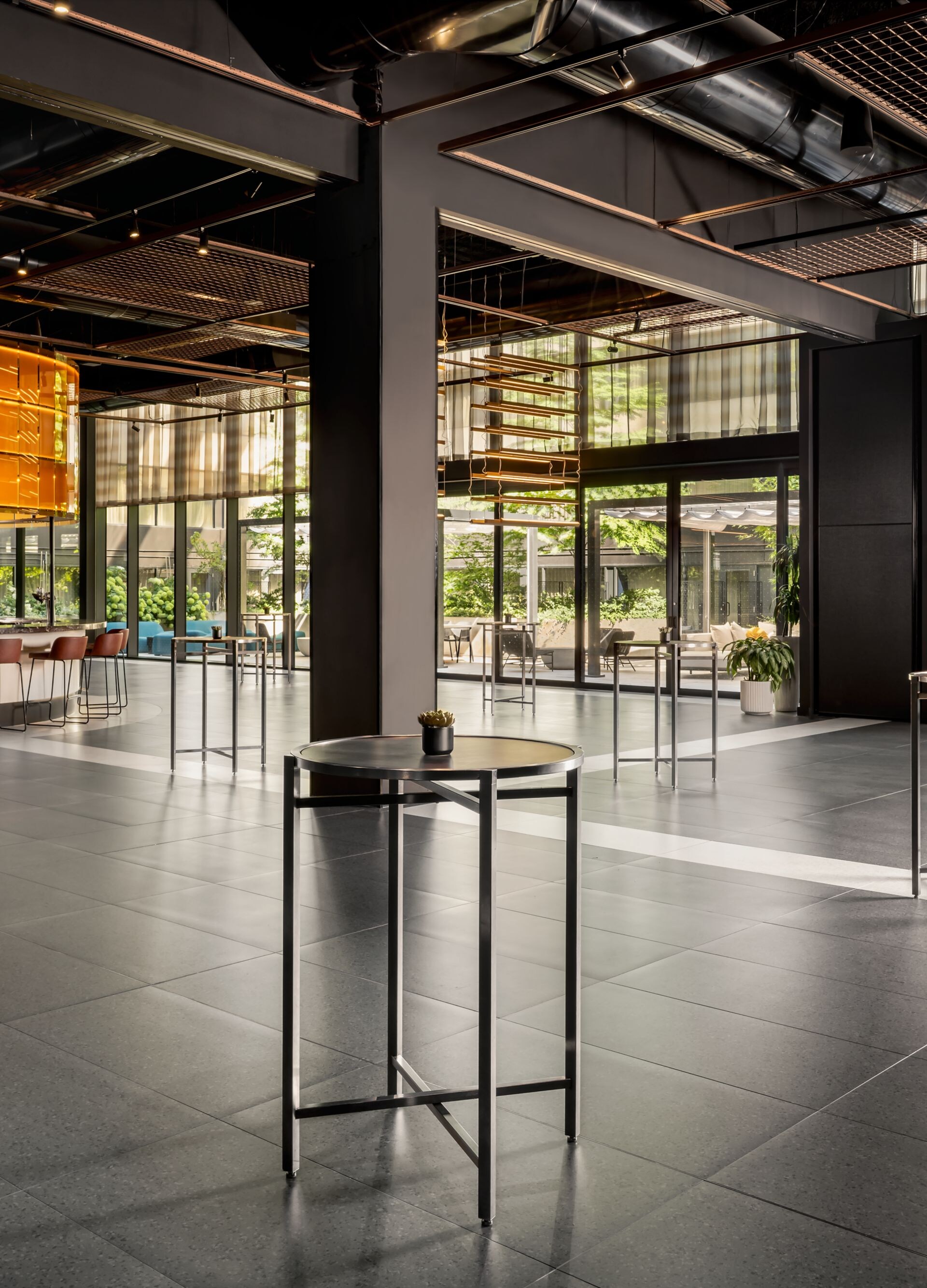 Modern event space with bar and terrace