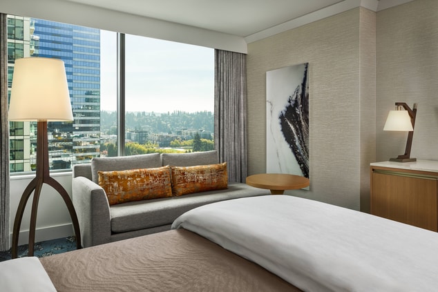 Two queen beds in a Bellevue hotel