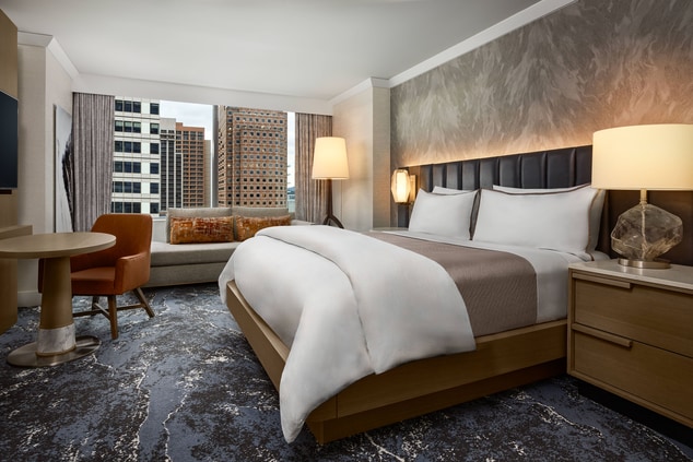 King bed in a Bellevue hotel room