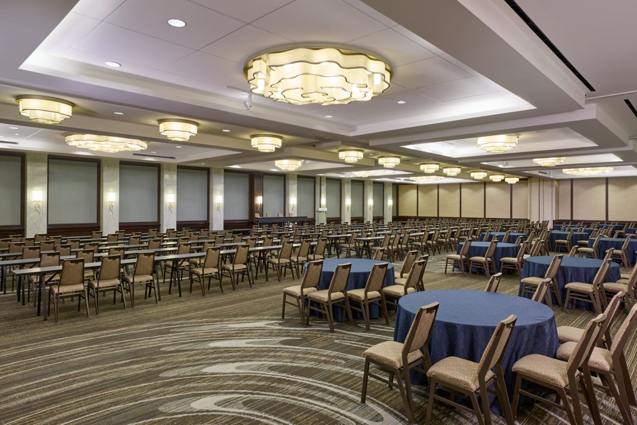 Large ballroom with chairs set classroom style