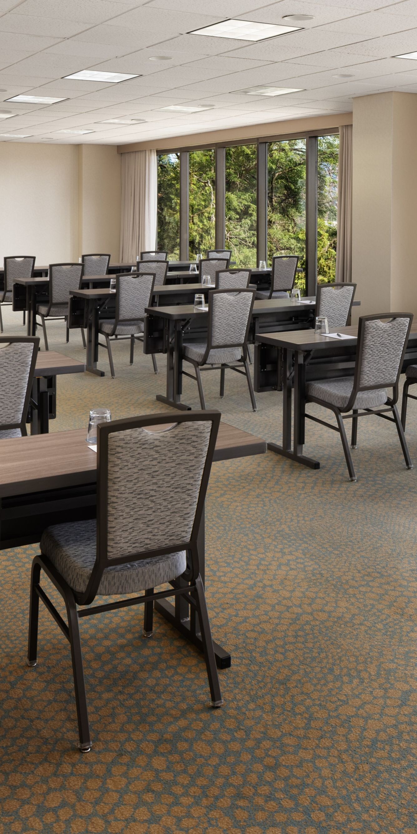 Meeting room with tables and chairs
