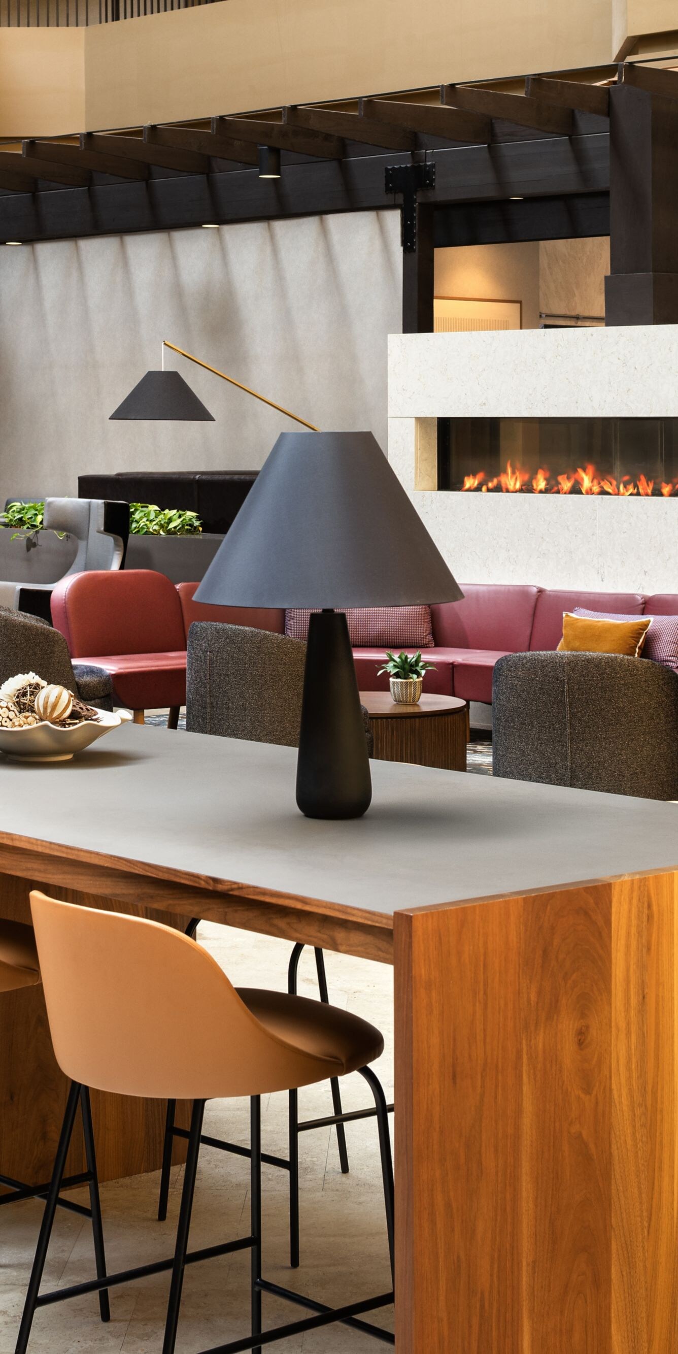 coworking space with fireplace