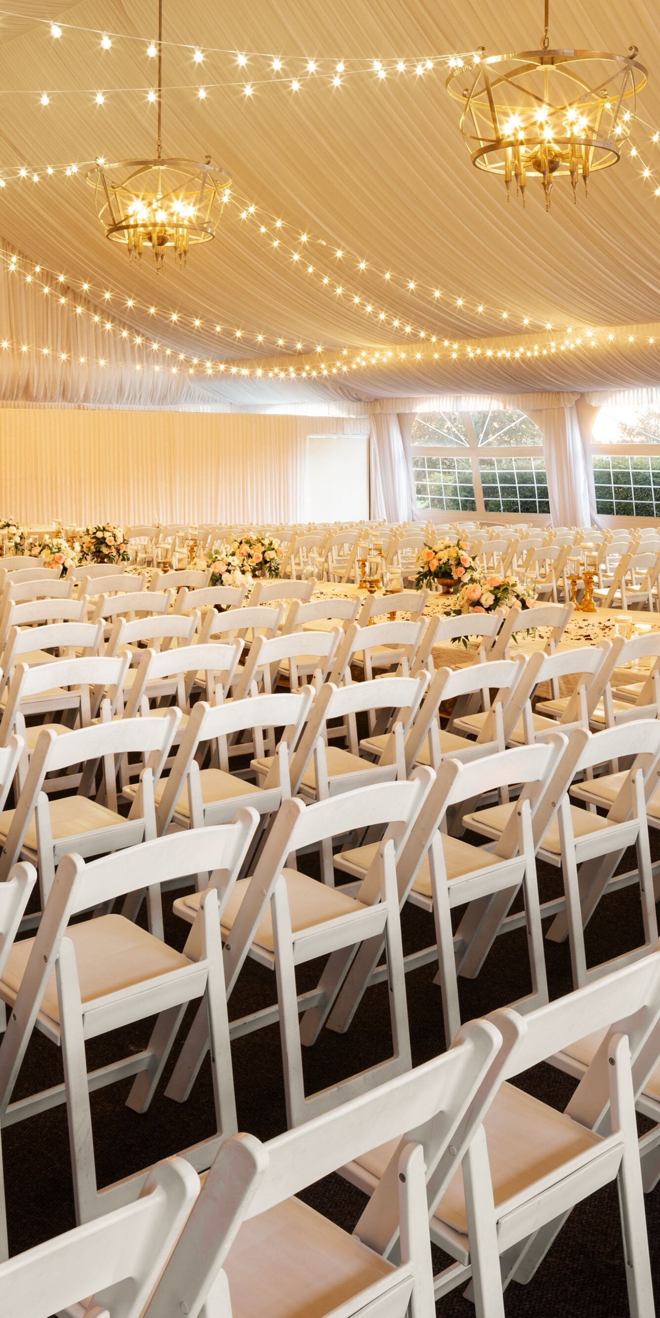 Ballroom with rows of ceremony chairs