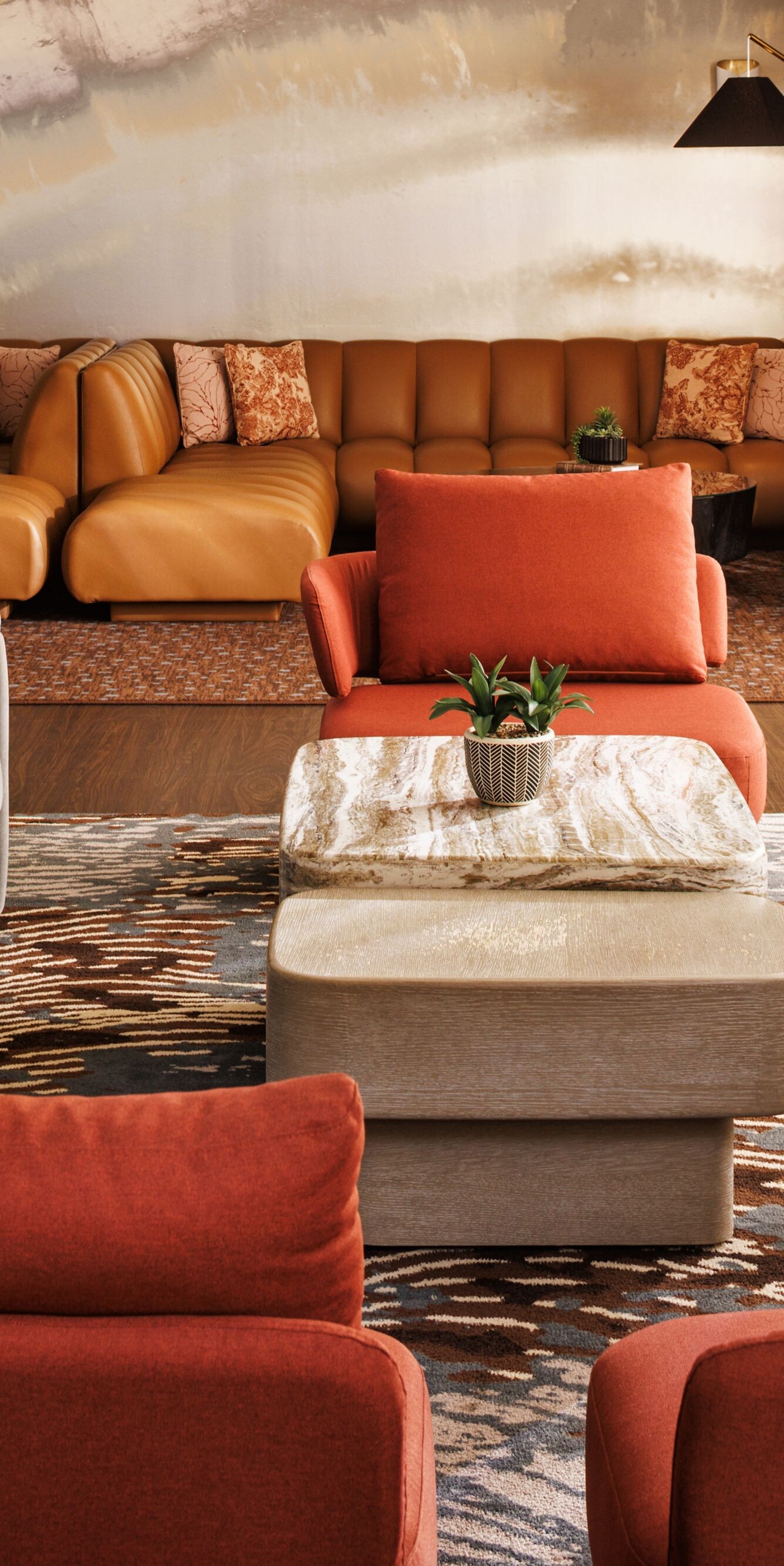 Spacious lobby with modern furnishings